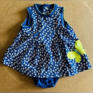 Floral Blue Bodysuit with Yellow Butterfly
